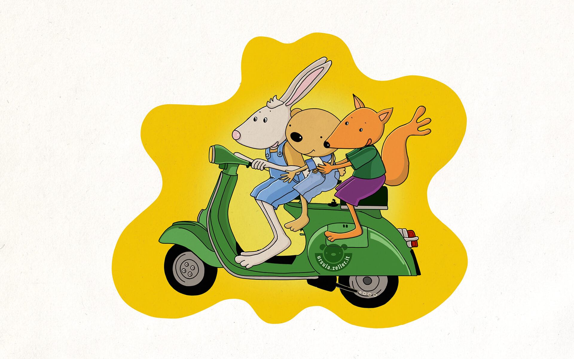 Illustration “Ben mit grüner Vespa” - Motiv für T-Shirt