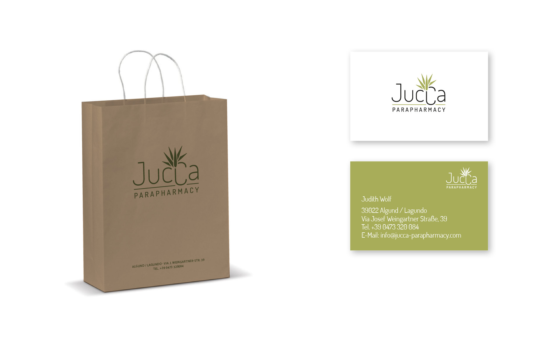Papiertasche und Visitenkarte Jucca Parapharmacy